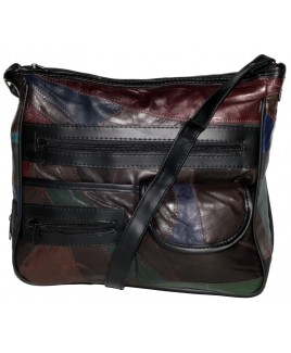 Economy Patchwork Leather Top Zip Organiser Bag 